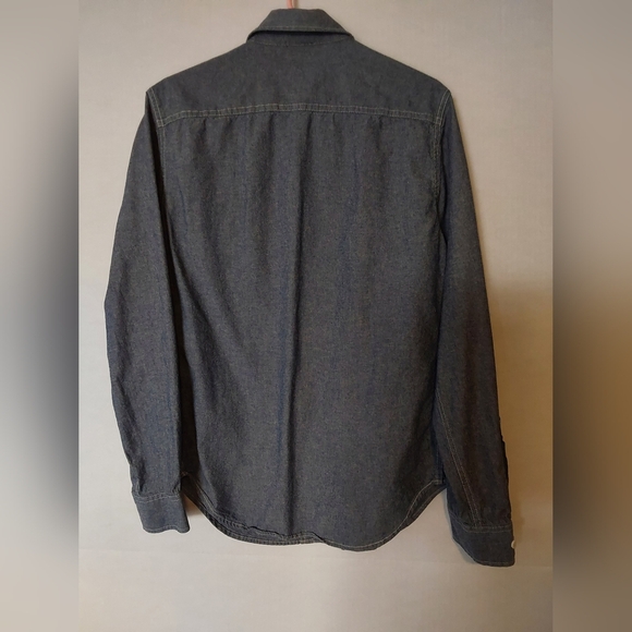 Menora Denim Shirt, Men's Long Sleeve Chambray Denim Shirt, Size Small - Picture 5 of 8